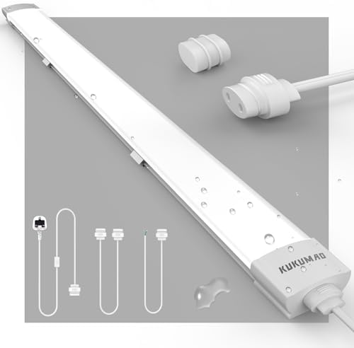 KUKUMAO 5FT LED Batten Light – 45W 6000K IP66 Waterproof Linkable Shop Light