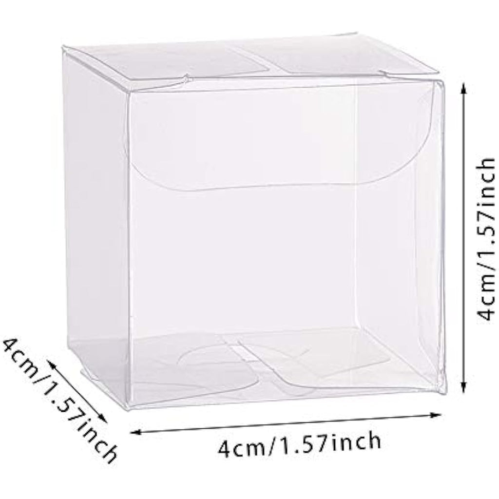 BENECREAT 60PCS Clear PVC Cube Gift Boxes | 4x4x4cm Wedding Favor Boxes