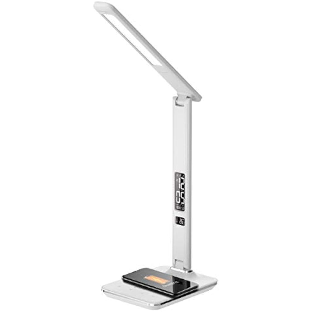 Groov-e Ares LED Desk Lamp with Wireless Charger, Alarm Clock & Calendar