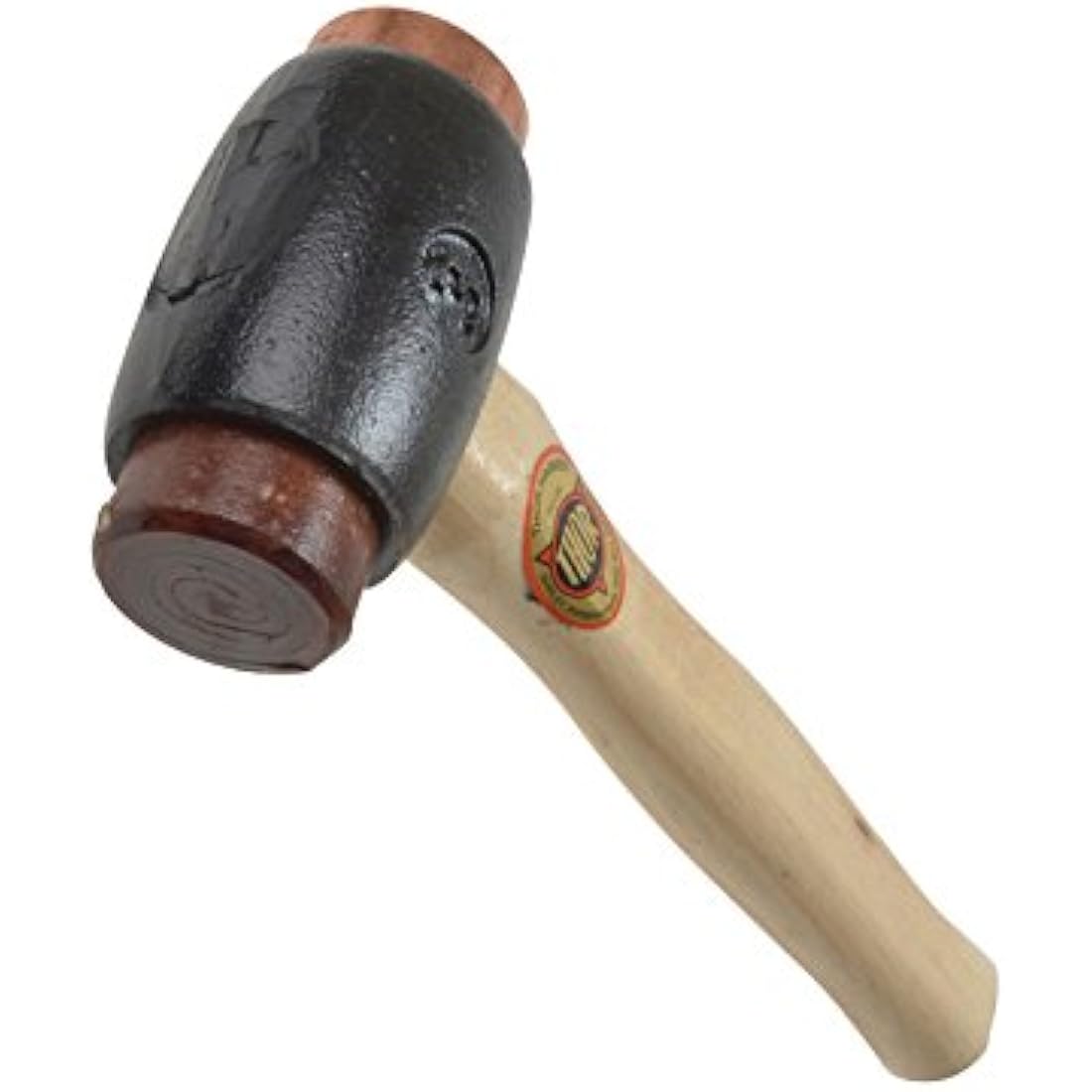 Thor Size 3 Copper and Rawhide Hammer with Polished Wooden Handle