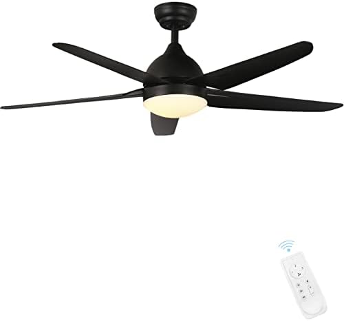 FINXIN 52" Ceiling Fan with LED Light and Remote | Reversible Black