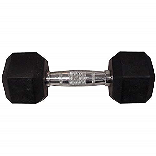 Weider Rubber Hex Dumbbell – 35 LB Weight with Knurled Chrome Handle