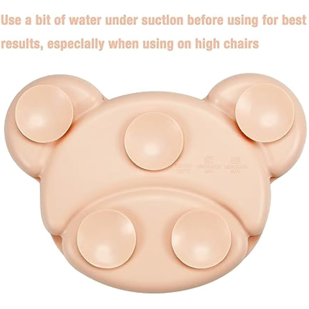 PandaEar Silicone Suction Plate and Utensils Set – Bear Shape Pink
