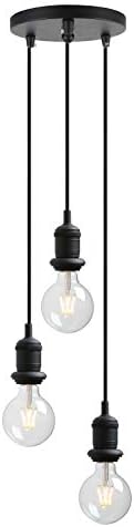 Jolof Store Industrial 3-Light Cluster Pendant - Vintage Black Ceiling Light