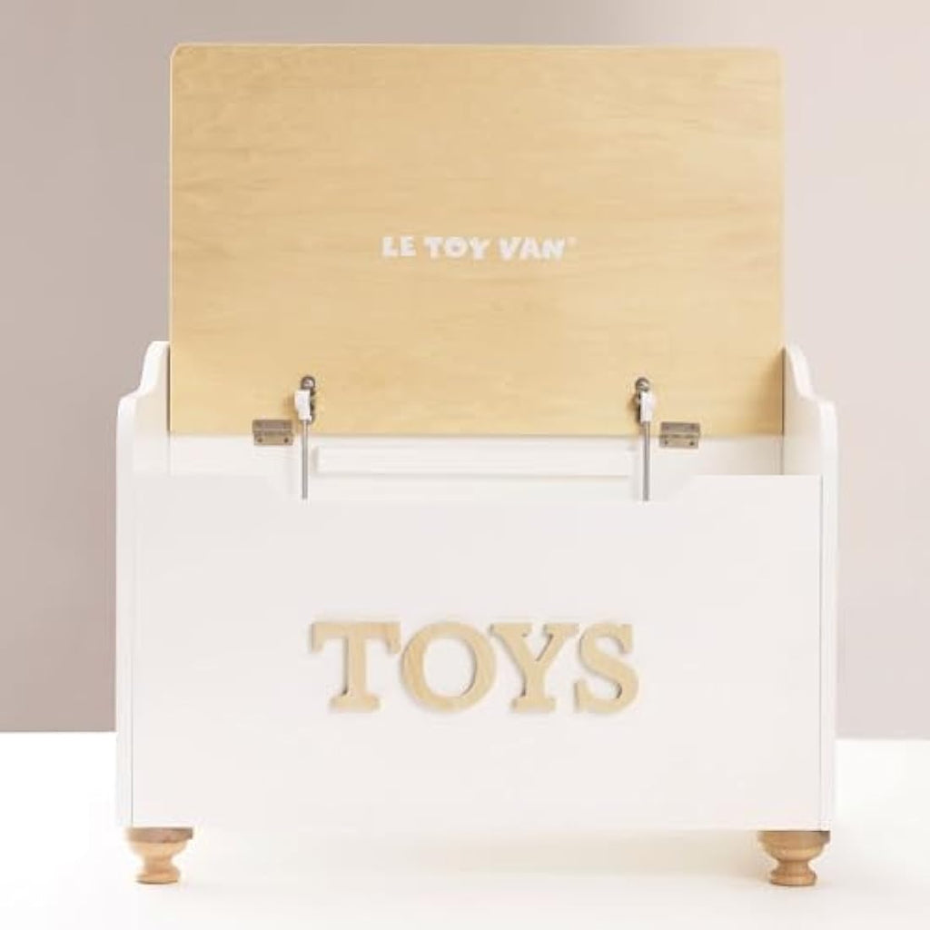 Le Toy Van Wooden Toy Box – White Storage Chest with Soft Close Lid