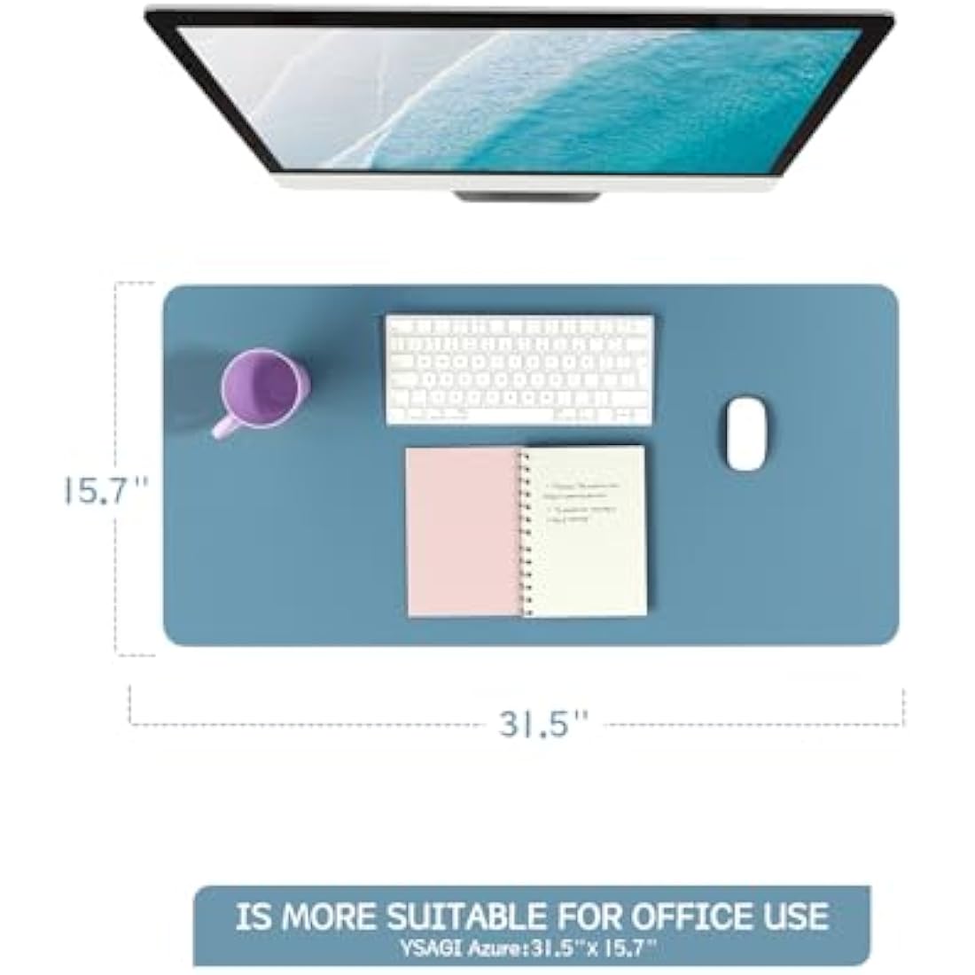 YSAGi Leather Desk Pad – Waterproof Non-Slip Office Writing Mat, 80x40cm