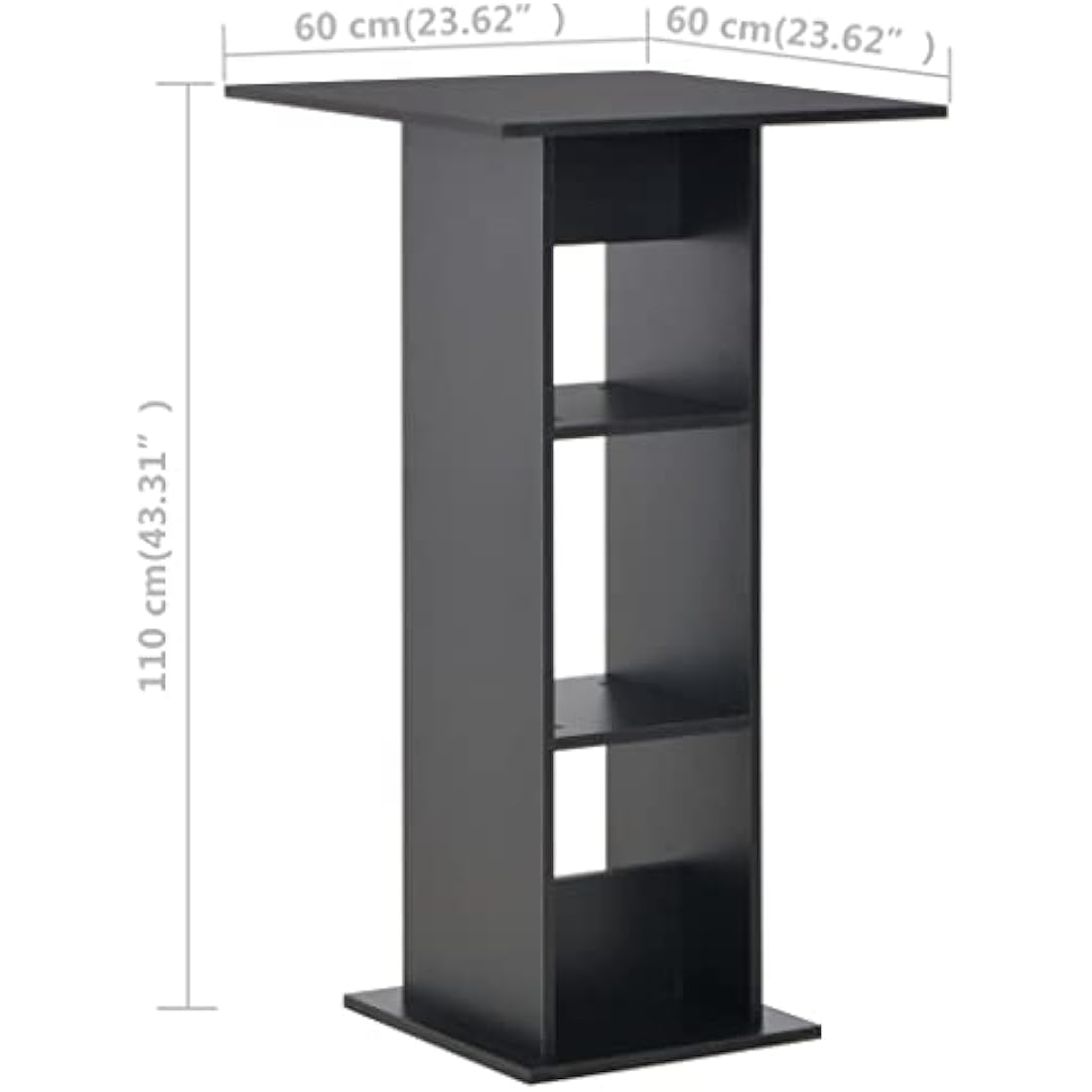 Modern Bar Table with Shelf – Black Kitchen Bistro Stand