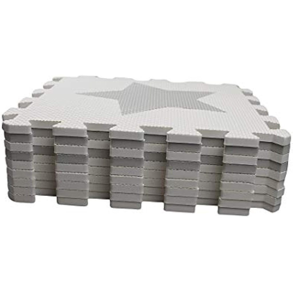 Grey Interlocking Foam Baby Play Mat – 9 Star Pattern Tiles
