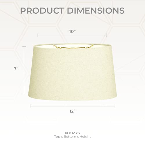 Royal Designs Shallow Oval Hardback Lamp Shade | Linen Eggshell | 10x12x7