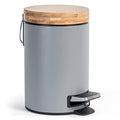 Kazai 3L Bathroom Bin with Bamboo Lid – Soft Close Matte Grey Pedal Bin