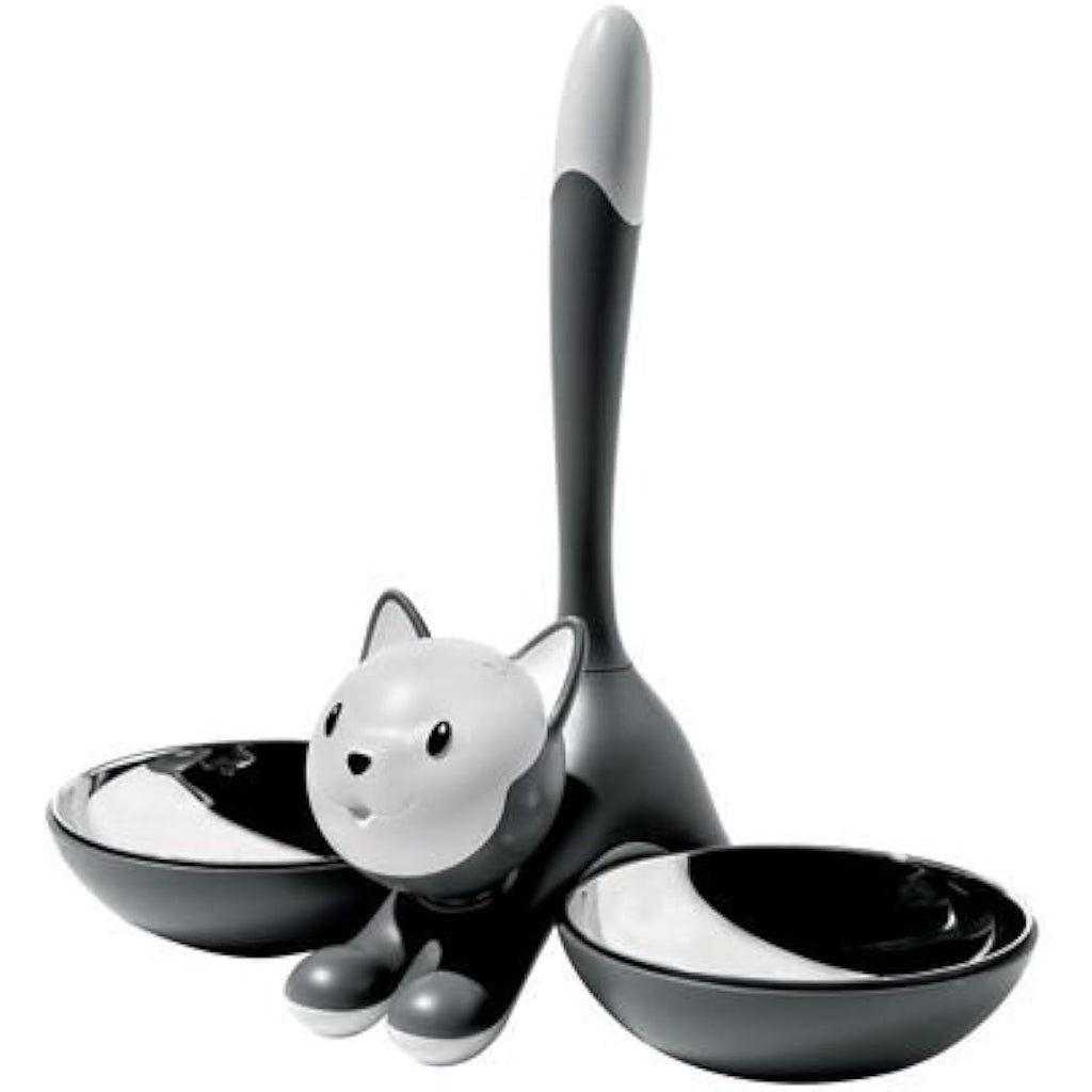 Alessi Tigrito Cat Bowl – Designer Stainless Steel Feeding Station, Black