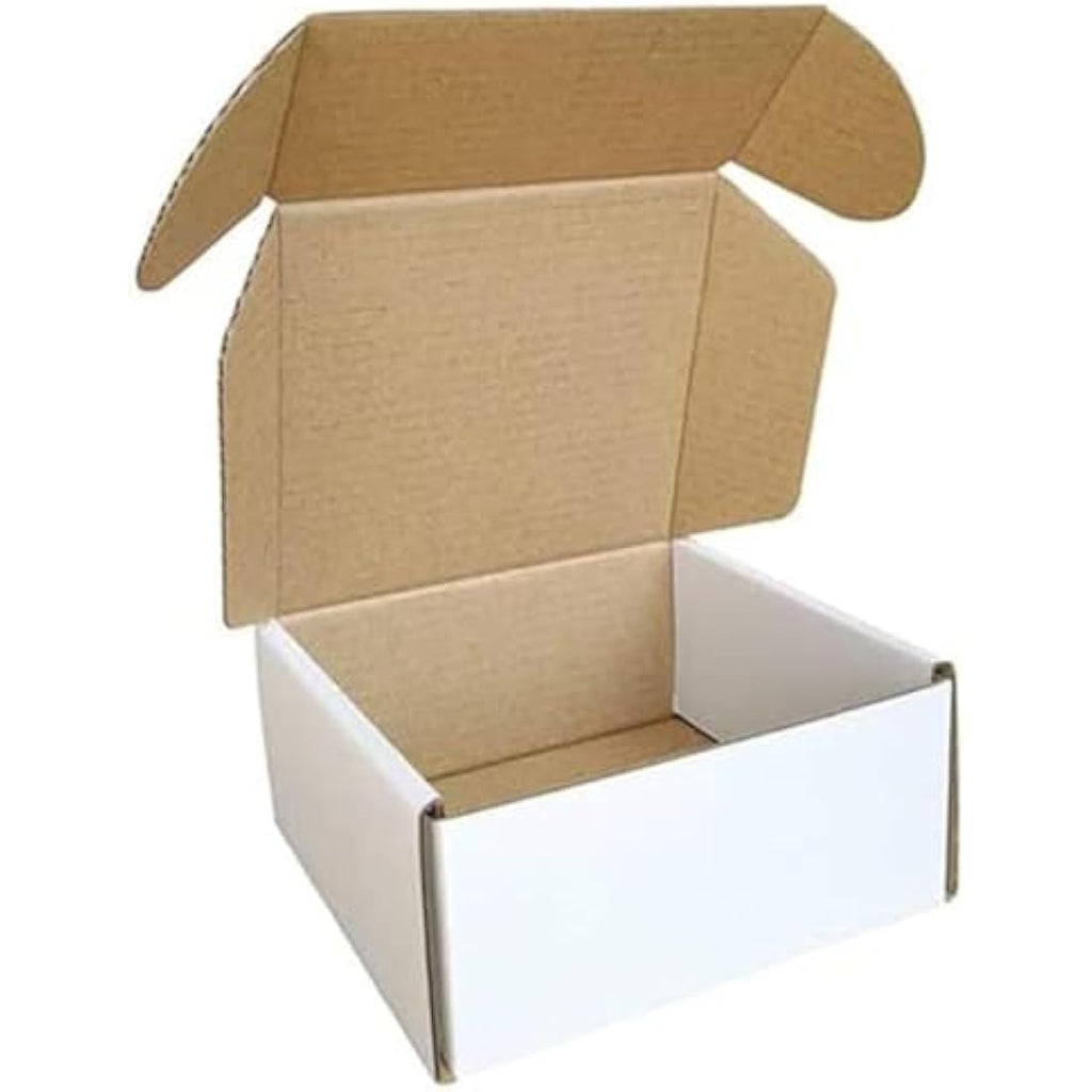 Jolof Store White Corrugated Postal Boxes | 10x10x5cm Small Mailers (50 Pack)