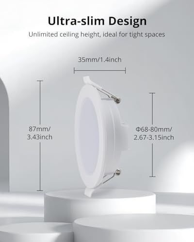 Gr4tec IP65 LED Downlight – 6W Dimmable 4000K Recessed Ceiling Lights (6 Pack)