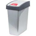 Keeeper Magne Waste Bin | 45L Flip Lid Soft Touch Trash Can - Silver
