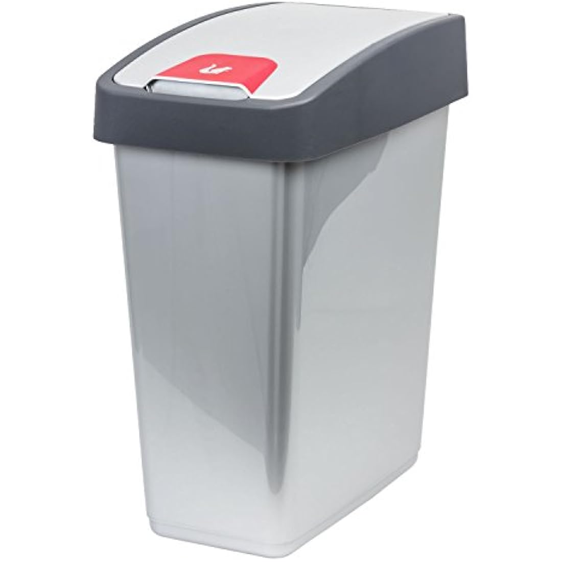 Keeeper Magne Waste Bin | 45L Flip Lid Soft Touch Trash Can - Silver