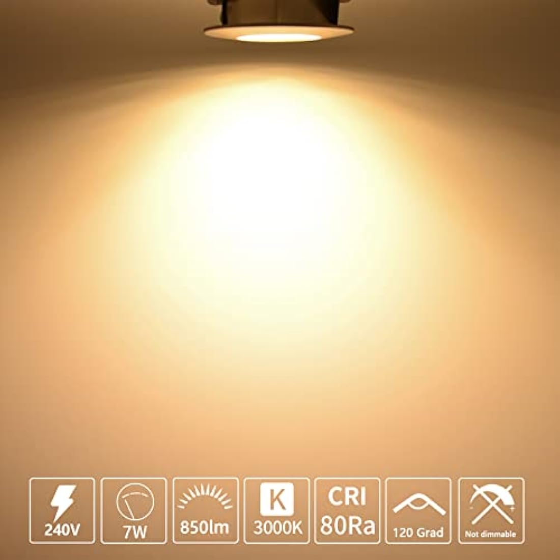HiBay 6-Pack 7W Ultra Slim LED Recessed Downlights | IP44 Chrome Warm White