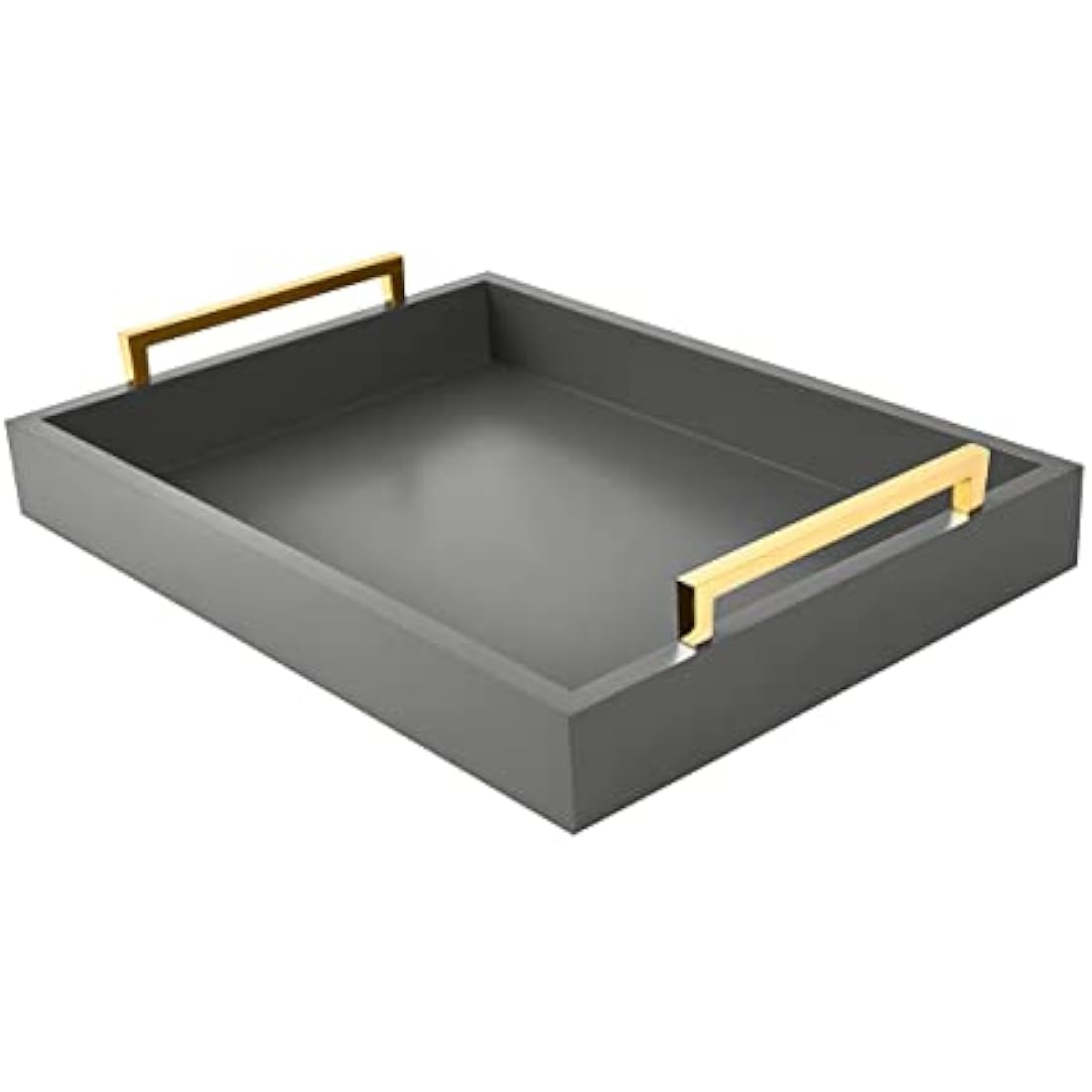 Charcoal Decorative Serving Tray with Handles – 16x12 Inch