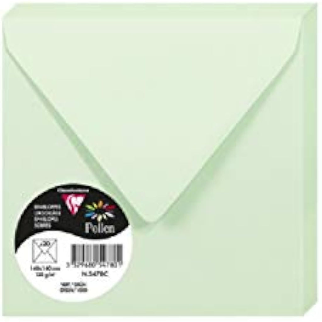 Clairefontaine Pollen Green Envelopes - 140x140mm 120gsm (Pack of 20)