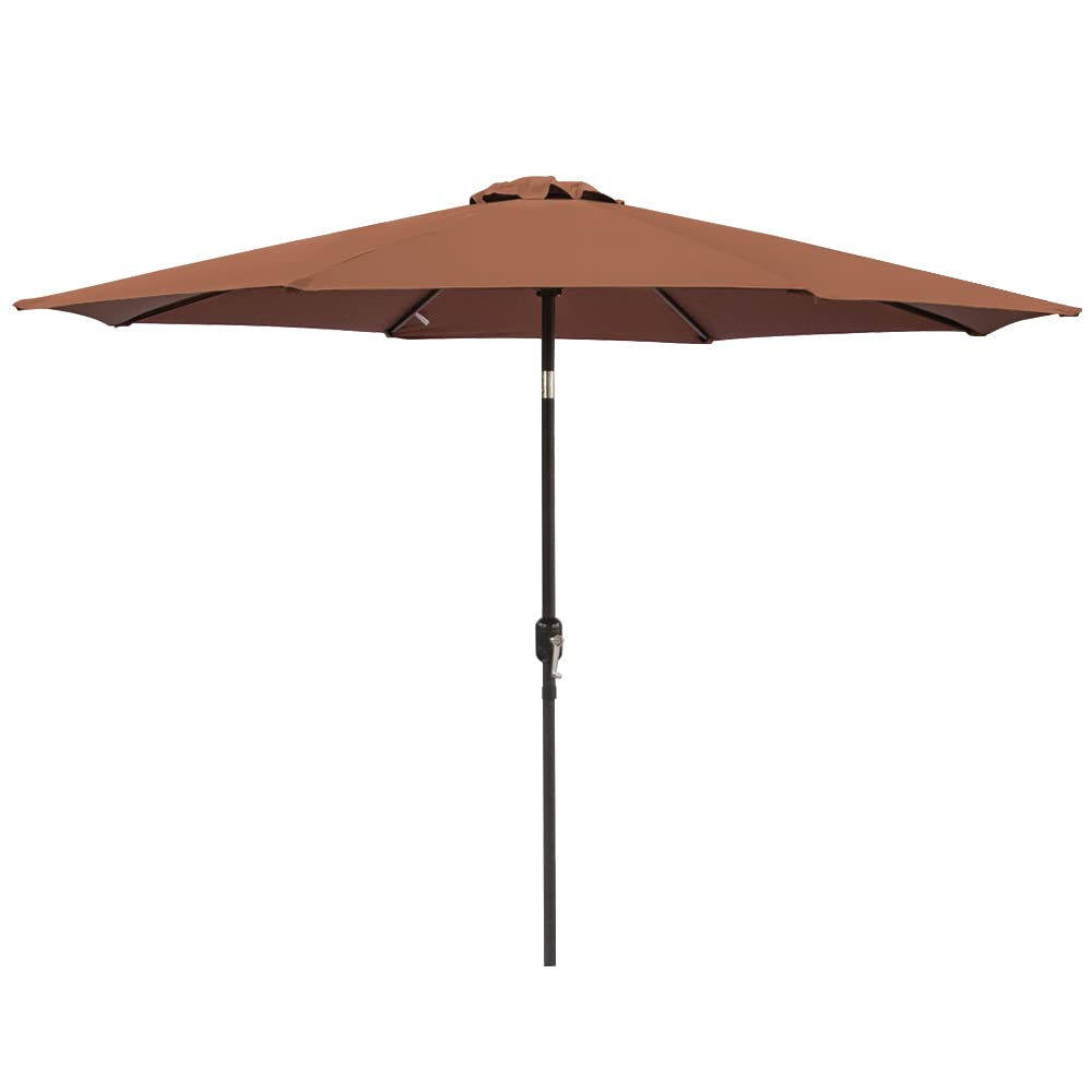 Greenbay 2.7m Round Garden Parasol | Tilt Patio Umbrella - Coffee