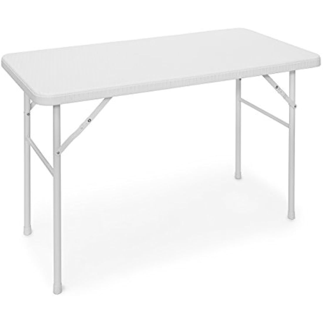 Relaxdays BASTIAN Folding Patio Table – White Rattan Look Metal Frame