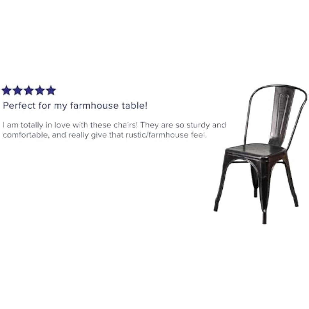 Flash Furniture Metal Stackable Dining Chairs - Black/Gold - 4 Pack
