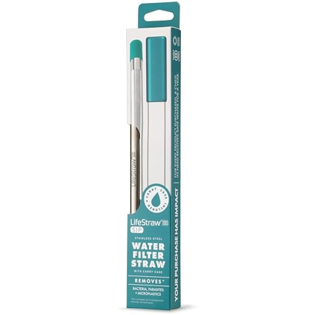 LifeStraw Sip – Stainless Steel Water Filter Straw with Case, Laguna Teal