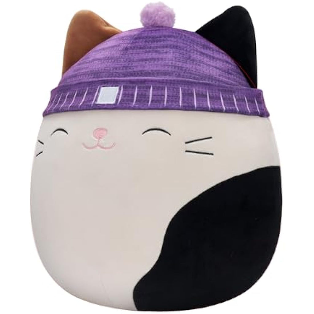 Squishmallows Cam the Cat Plush – 16-Inch Large Calico with Purple Beanie