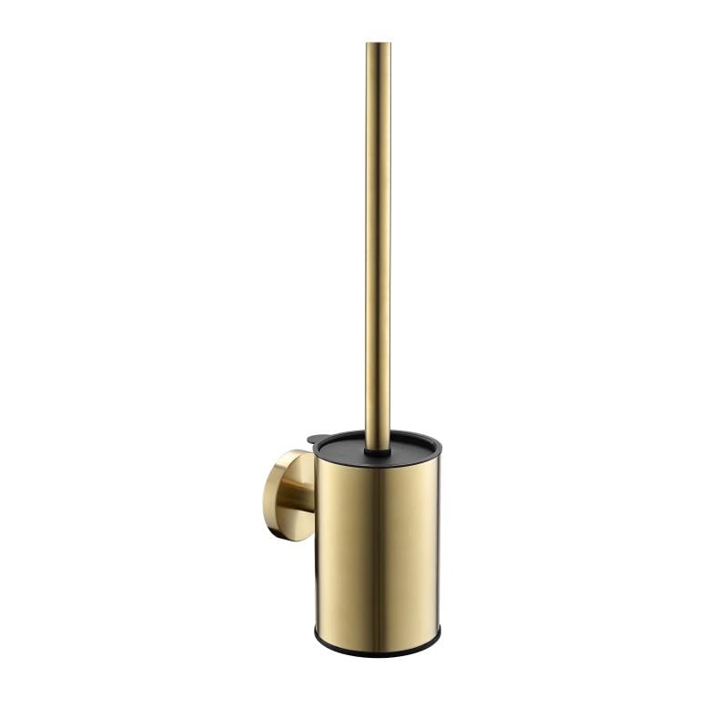 Wall-Mounted Stainless Steel Toilet Brush - Brushed Gold