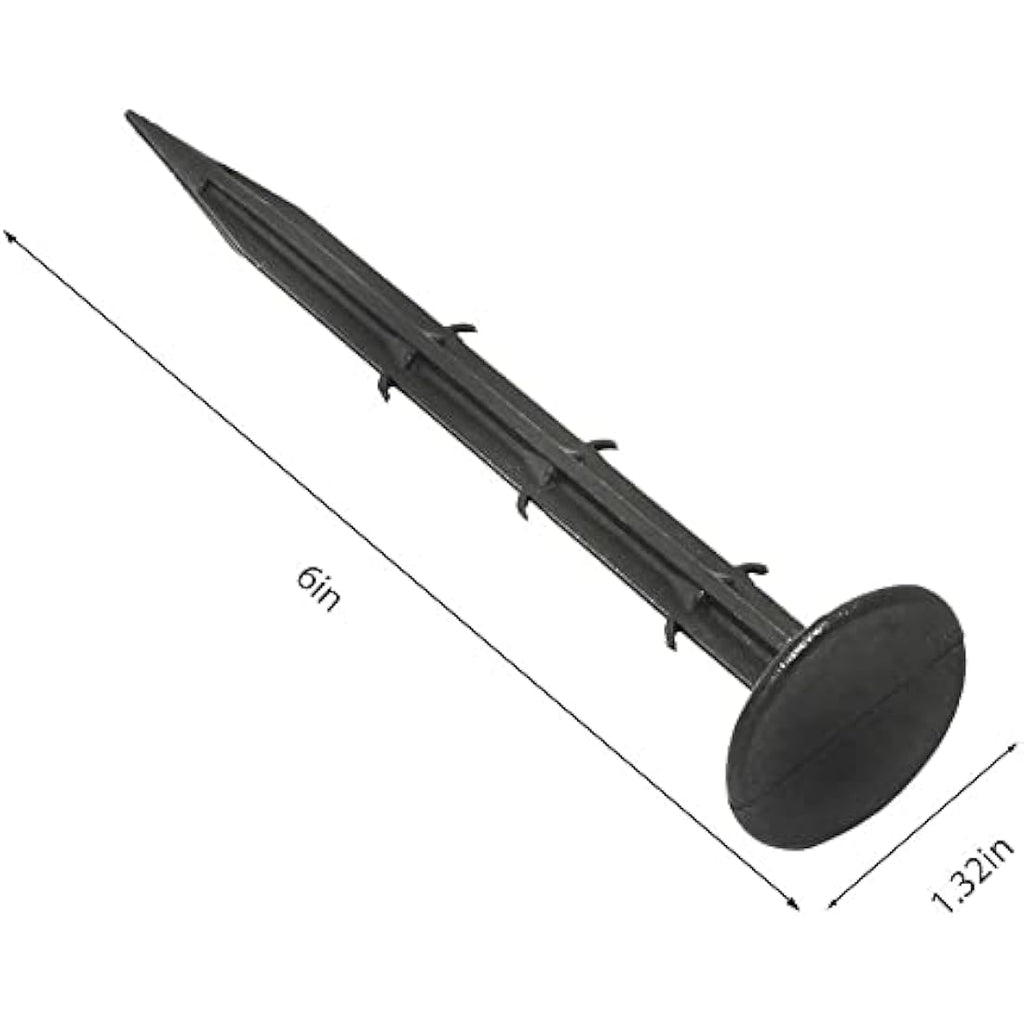 Ram 100 Pack Weed Fabric Garden Pegs | 6 Inch Black Plastic Anchors