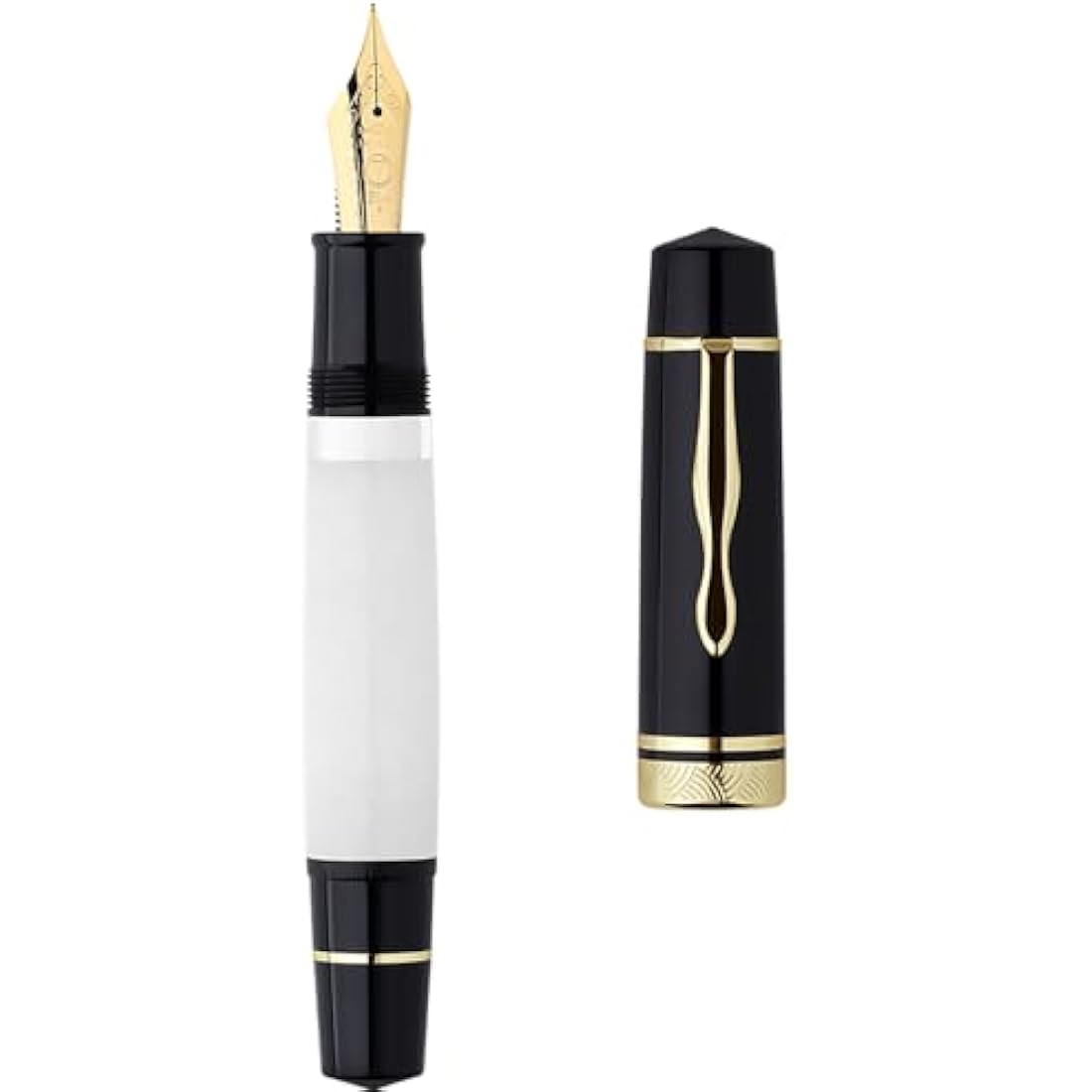 Majohn P139 Fountain Pen – Resin Piston Filler with Fine Nib, Black