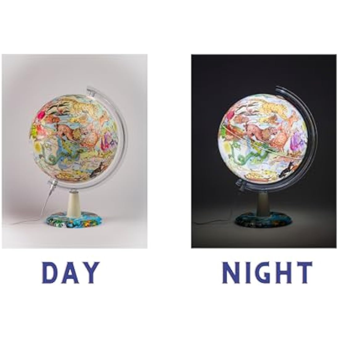 Exerz 30cm Illuminated Zodiac Globe – LED Rotating Desktop Map