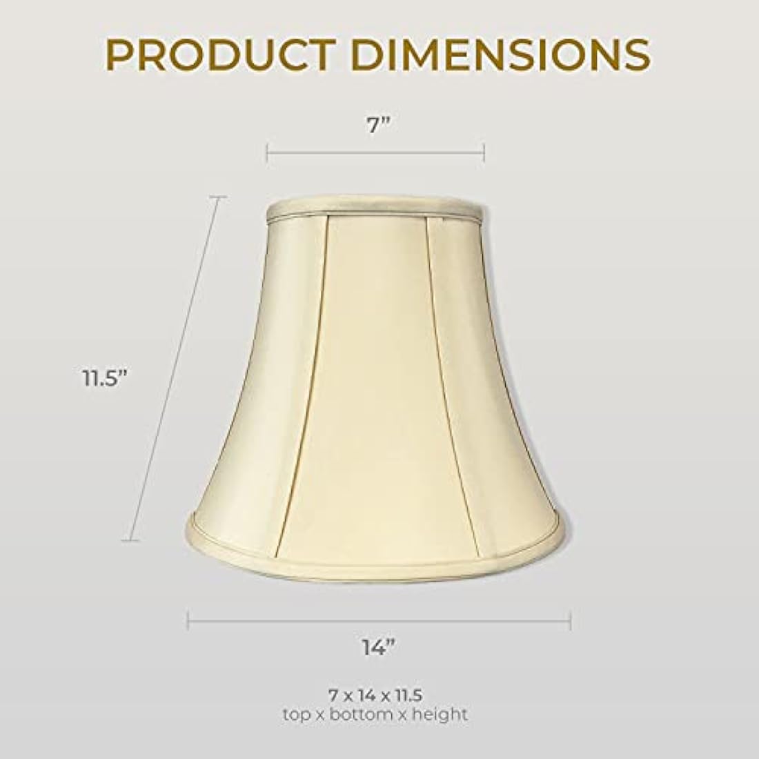 Royal Designs True Bell Lamp Shade | Beige Silk Shantung | 7x14x11.5