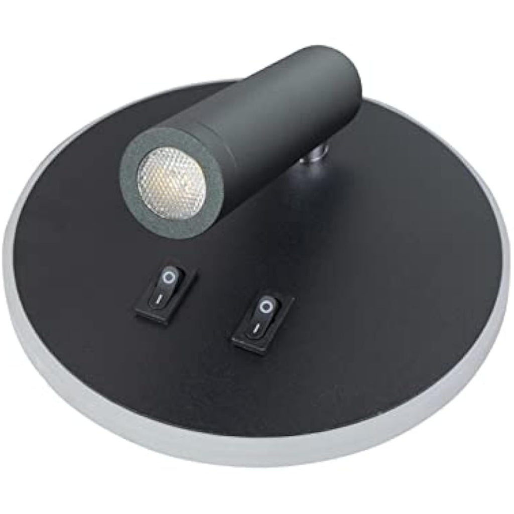 uksunvi LED Bedside Reading Wall Lamp – 12W Adjustable Spotlight, Black