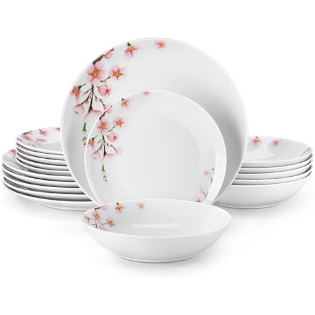 VEWEET Annie 18-Piece Porcelain Dinnerware Set for 6 | Floral Ceramic
