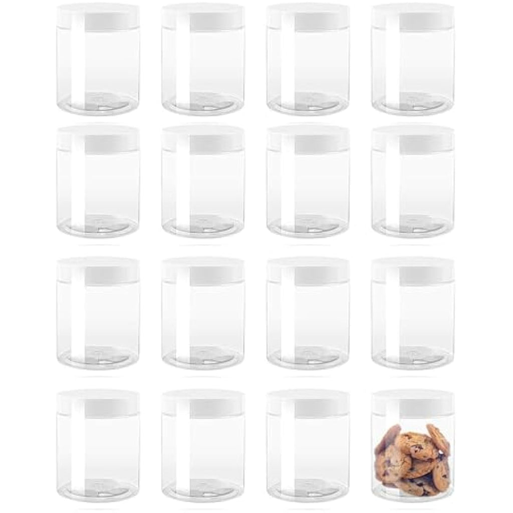 ZEONHEI 16 Pack 500ml Plastic Jars with Lids | Airtight Storage Containers