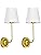 GLADFRESIT Modern Wall Sconce Set of 2 | White Fabric & Brushed Brass