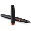Parker IM Vibrant Rings Fountain Pen – Satin Black with Flame Orange