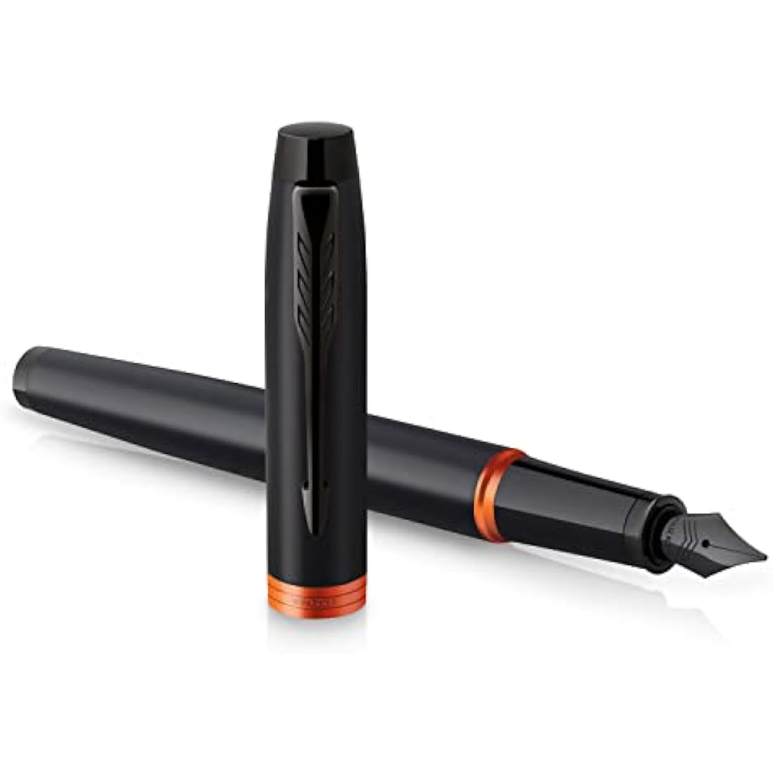 Parker IM Vibrant Rings Fountain Pen – Satin Black with Flame Orange