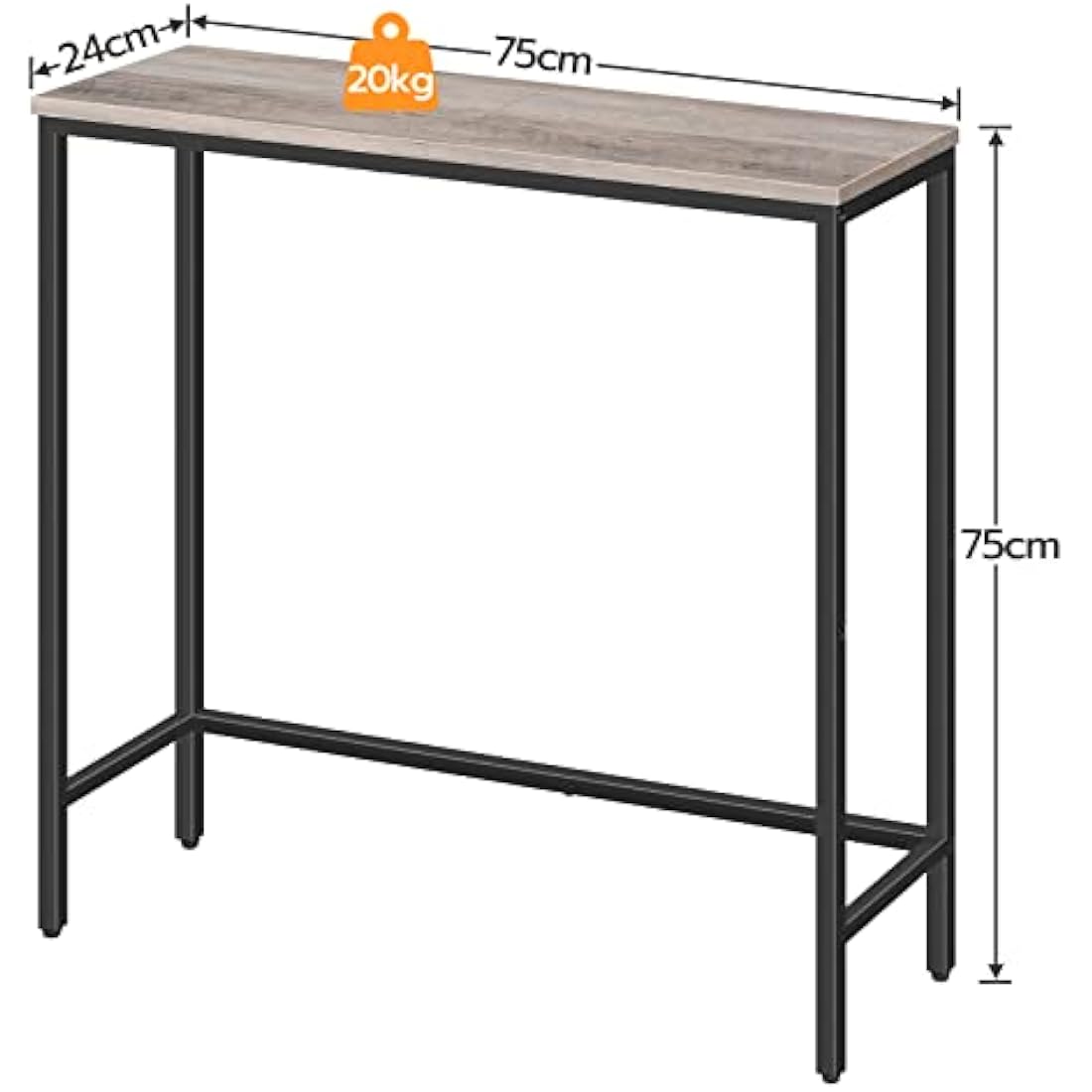 HOOBRO Slim Console Table - Industrial Metal Entryway Sofa Table, Greige