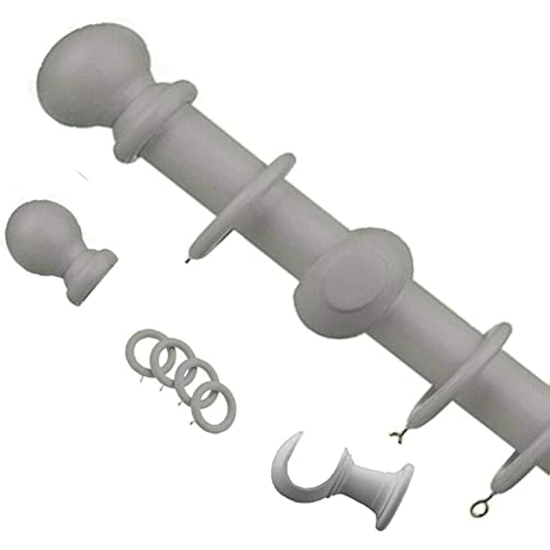 Wooden Curtain Rail Pole Set – Beechwood Rod, 120cm