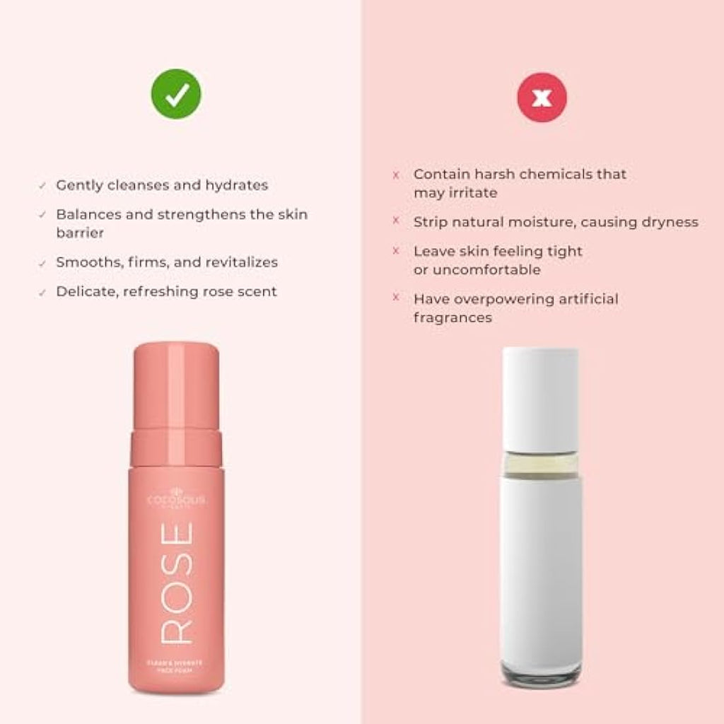 COCOSOLIS Rose Face Foam – Hydrating Hyaluronic Acid Pore Cleanser