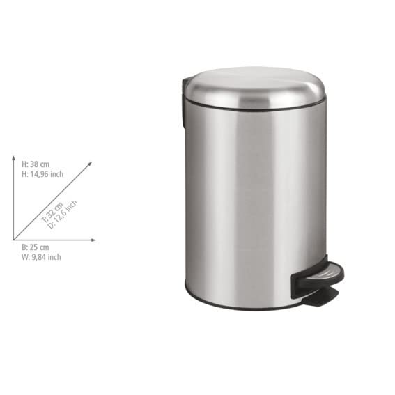 WENKO Leman Pedal Bin – 12L Soft Close Stainless Steel Waste Bin
