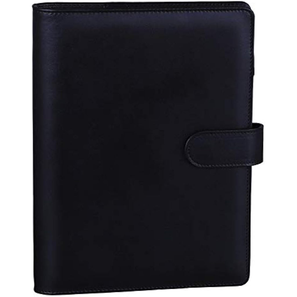 HAUTOCO A5 PU Leather 6 Ring Binder Notebook Refillable Organiser – Black