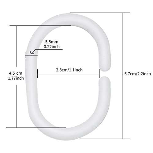 Plastic Shower Curtain Rings Hooks for Bathroom Shower Window Rod 24 Pack White - image 3
