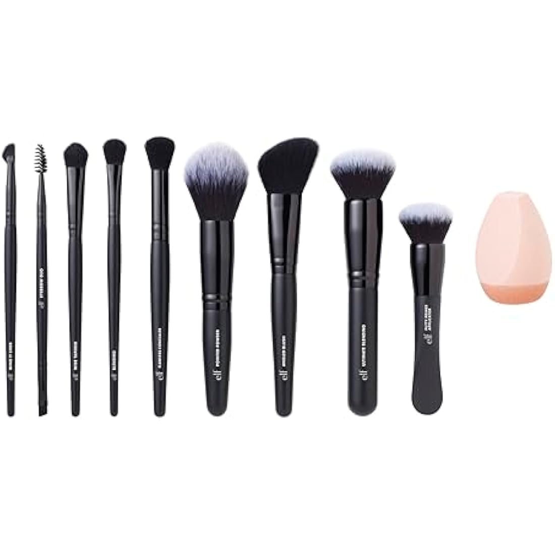 e.l.f. 10-Piece Makeup Brush Set | Vegan Synthetic Face & Eye Kit