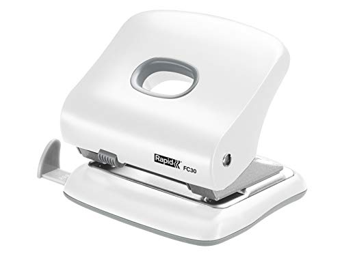 Rapid Fashion FC30 2-Hole Punch | 30 Sheet Capacity | White Metal