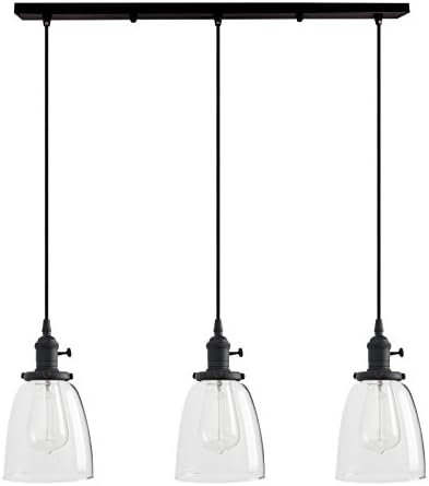 Industrial 3-Light Cluster Pendant – Black Glass Chandelier