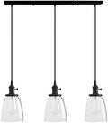 Industrial 3-Light Cluster Pendant – Black Glass Chandelier