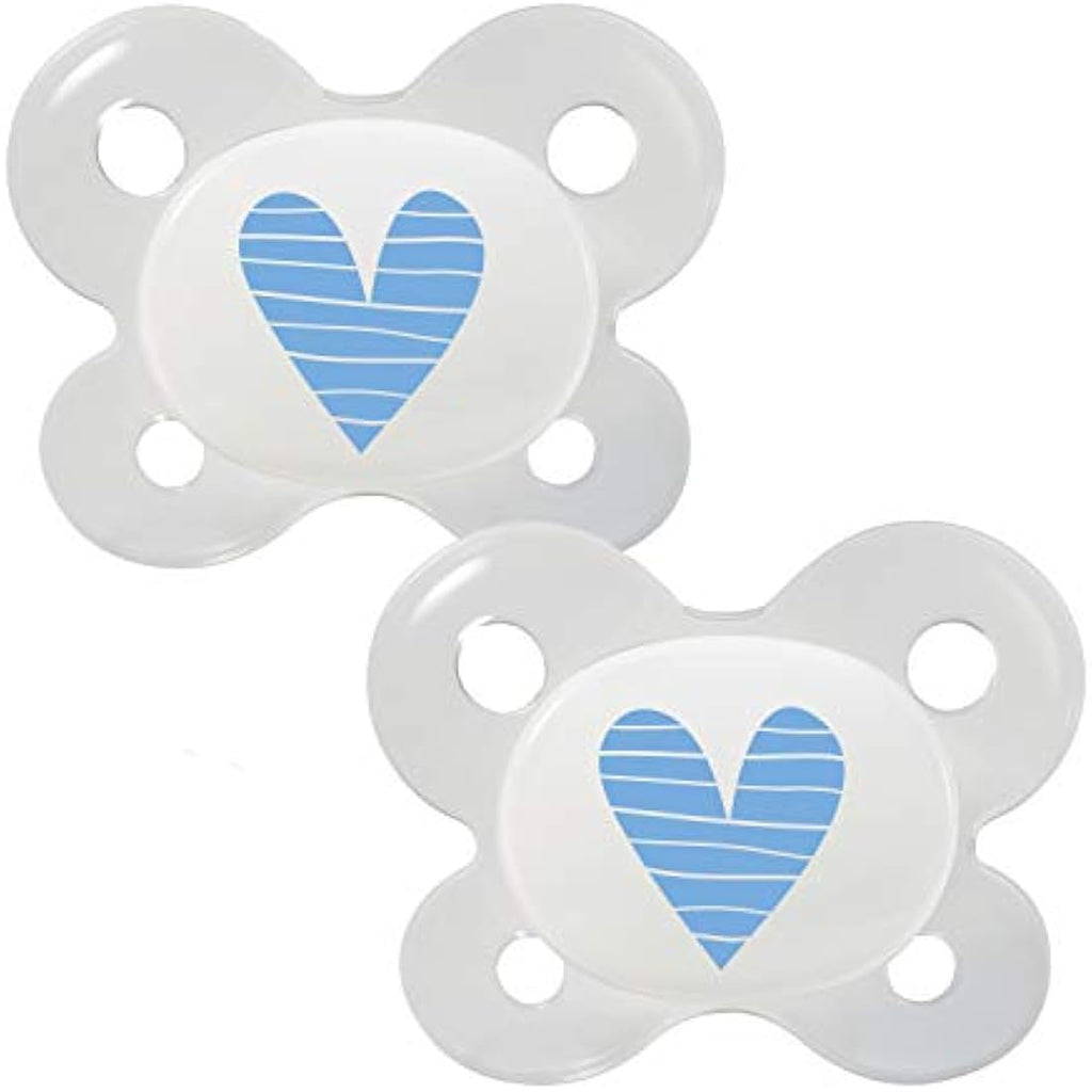 Dentistar Silicone Soother Set – Size 0 Orthodontic Pacifier, Blue, 2pk