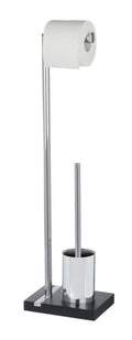 Wenko Toilet Brush & Roll Stand – Polyresin & Chrome, Noble Black